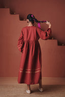 Brick Co-Linen Sack Dress - Sale