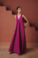 Orchid Co-Linen Flared Dress