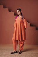 Marigold Co-Linen Pheran Kurta Set