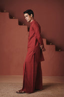 Brick Co-Linen Men's Pleated Yoke Kurta Set - Sale