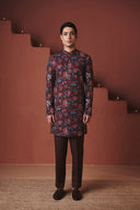 Coffee Chintz Co-Linen Men's Long Jacket