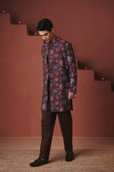 Coffee Chintz Co-Linen Men's Long Jacket