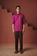 Orchid Co-Linen Men's Band Collar Shirt – Slim Fit