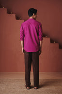 Orchid Co-Linen Men's Band Collar Shirt – Slim Fit - Sale