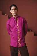 Orchid Co-Linen Men's Band Collar Shirt – Slim Fit - Sale