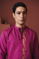 Orchid Co-Linen Men's Band Collar Shirt – Slim Fit