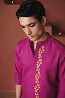 Orchid Co-Linen Men's Band Collar Shirt – Slim Fit