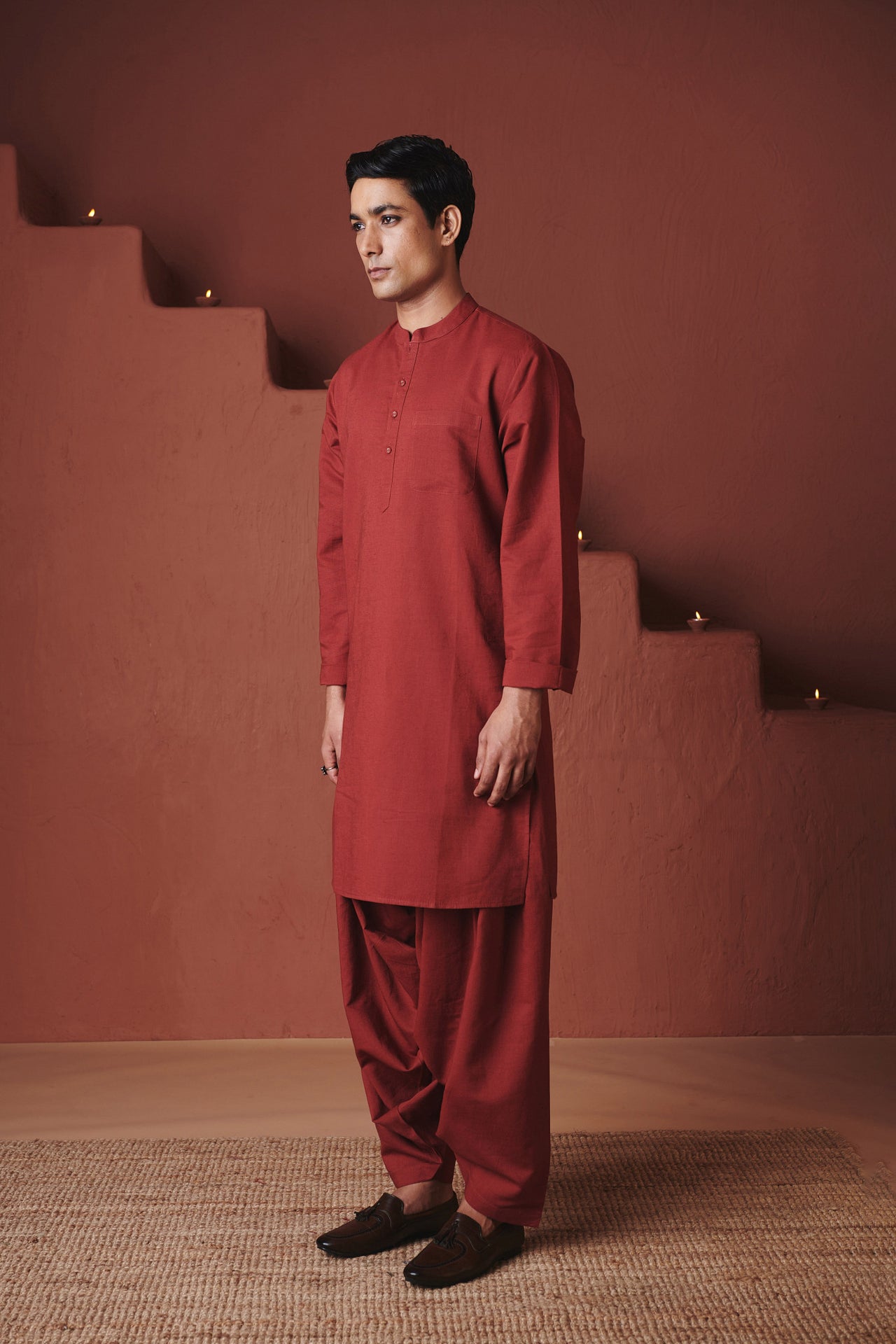 Brick Co-Linen Men's Classic Kurta image 3