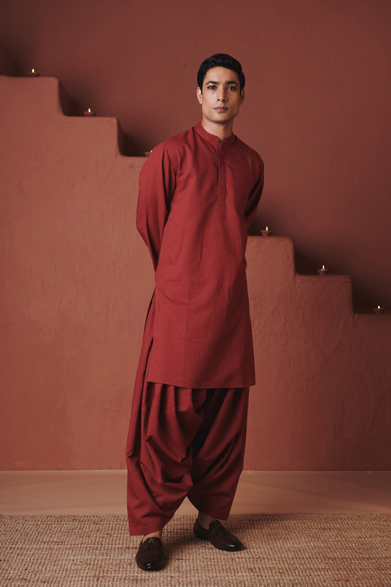 Brick Co-Linen Men's Classic Kurta