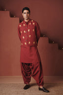 Brick Co-Linen Men's Nehru Jacket - Sale