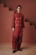 Brick Co-Linen Men's Nehru Jacket - Sale