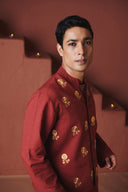 Brick Co-Linen Men's Nehru Jacket - Sale