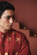 Brick Co-Linen Men's Nehru Jacket - Sale