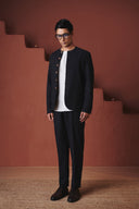 Carbon Co-Linen Men's Pleated Tapered Pants