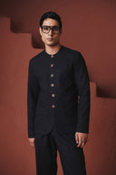 Carbon Co-Linen Men's Round Neck Jacket