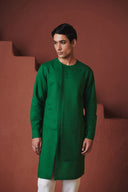 Panna Linen Men's Side Panel Kurta - Sale