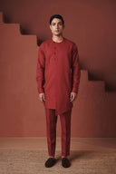 Brick Co-Linen Men's Side Open Kurta Set