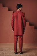 Brick Co-Linen Men's Side Open Kurta Set
