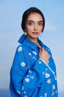 Santorini Linen Oversized Flared Shirt Set - Sale