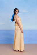Butterscotch Linen V-neck Vest And Maxi Skirt Set