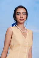 Butterscotch Linen V-neck Vest And Maxi Skirt Set