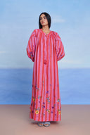 Amalfi Linen Puff Sleeves Dress - Sale