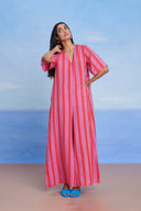 Amalfi Linen Half Sleeves Flared Jumpsuit - Sale