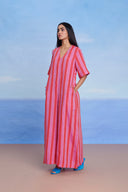 Amalfi Linen Half Sleeves Flared Jumpsuit - Sale