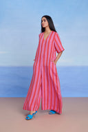 Amalfi Linen Half Sleeves Flared Jumpsuit - Sale
