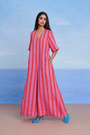 Amalfi Linen Half Sleeves Flared Jumpsuit - Sale