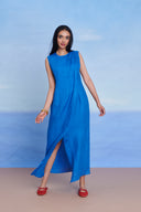 Santorini Linen Drape Dress