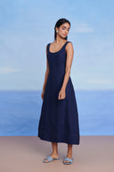 Neel Linen Denim Panelled Dress - Sale