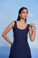 Neel Linen Denim Panelled Dress - Sale