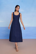 Neel Linen Denim Panelled Dress - Sale