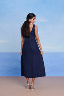 Neel Linen Denim Panelled Dress - Sale