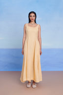 Butterscotch Linen Scoop Neck Dress