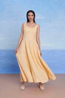 Butterscotch Linen Scoop Neck Dress