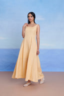 Butterscotch Linen Scoop Neck Dress - Sale
