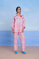 Cassata Linen Oversized Flared Shirt Set - Sale