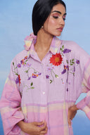 Cassata Linen Oversized Flared Shirt Set - Sale