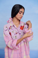 Cassata Linen Oversized Flared Shirt Set - Sale