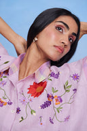 Cassata Linen Oversized Flared Shirt Set - Sale