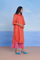 Tangerine Amalfi Linen Women's Shirt Kurta Set