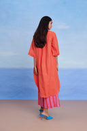 Tangerine Amalfi Linen Women's Shirt Kurta Set