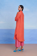 Tangerine Amalfi Linen Women's Shirt Kurta Set