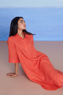 Tangerine Amalfi Linen Women's Shirt Kurta Set