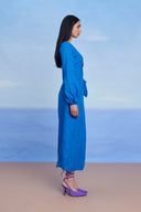 Santorini Linen Wrap Billow Dress