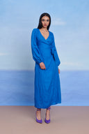 Santorini Linen Wrap Billow Dress