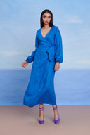 Santorini Linen Wrap Billow Dress - Sale