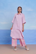 Lilac Cassata Linen Women's Shirt Kurta Set